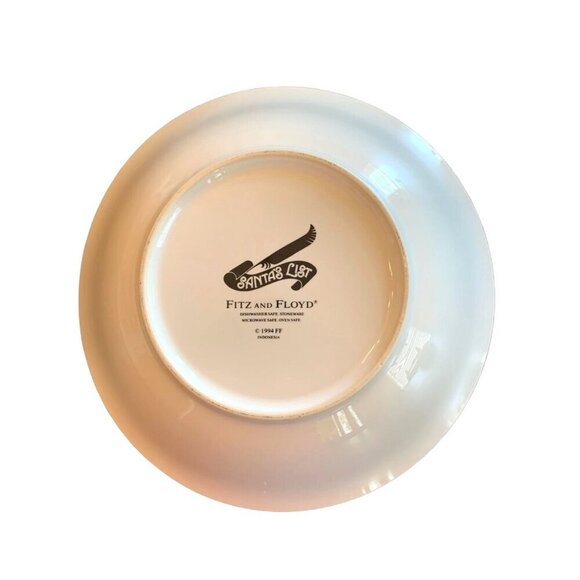 Fitz & Floyd Santas List Serving Bowl 1994 Christmas Holiday Stoneware VTG - Picture 4 of 7